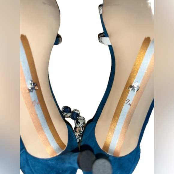 Sam Edelman Woman's Blue Jayde Kitten Heel Sandals 7.5M - Picture 5 of 13